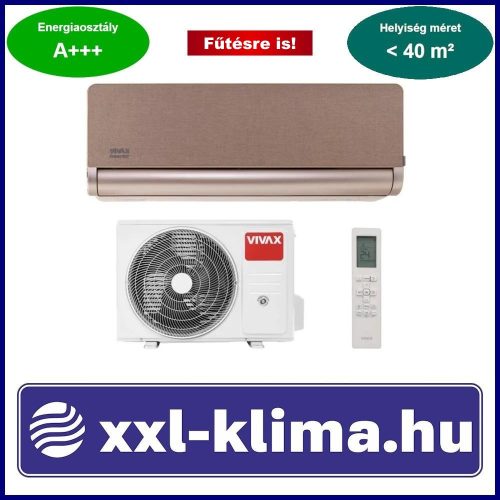 VIVAX H+ Design ACP-12CH35AEHI+ R32 GOLD 3,5 kW Klíma Szett Fűtésre is -25°C-ig