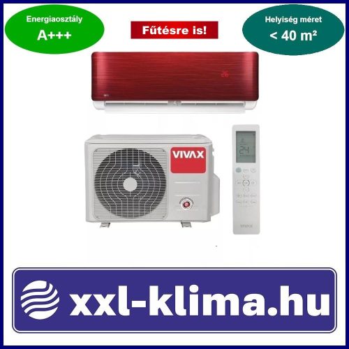 VIVAX R+ Design ACP-12CH35AERI+ R32 RED 3,5 kW Klíma Szett Fűtésre is -25°C-ig