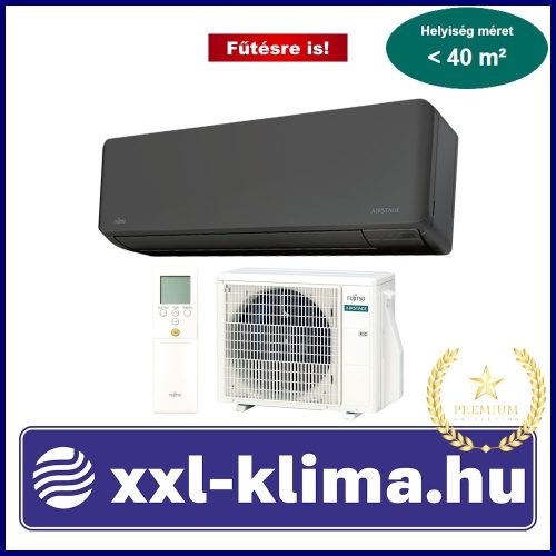 Fujitsu Standard KM ASEH12KMCG-B/AOEH12KMCG 3,4 kW Klíma Szett Fekete   Fűtésre is 
