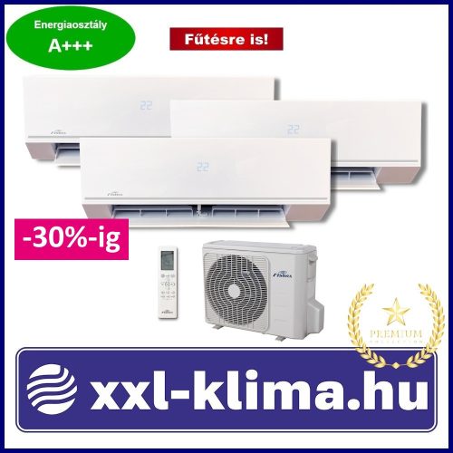 FISHER FS3MIF-274AE3 Multi triál 7,9 kW, / 3db FISHER FSAIF-CP-91AE3 beltéri egység 2,72 kW,  WIFI  Fűtésre is!