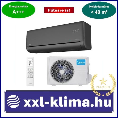 Midea Solstice AI SOL-12-BL-SP 3,5 kW Klíma Szett Fekete Fűtésre is  SCOP 4,6 SEER 8,8
